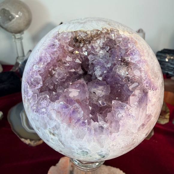 Accessories - Lavender Amethyst & Quartz Sphere • Gorgeous Pockets • Sparkly Points 3.38”